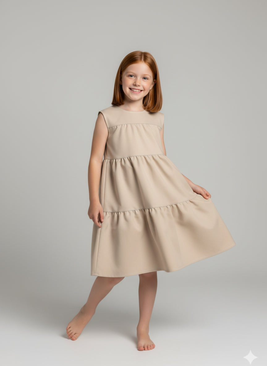 Ruffle Dress without Lining in Pima Cotton Poplin
