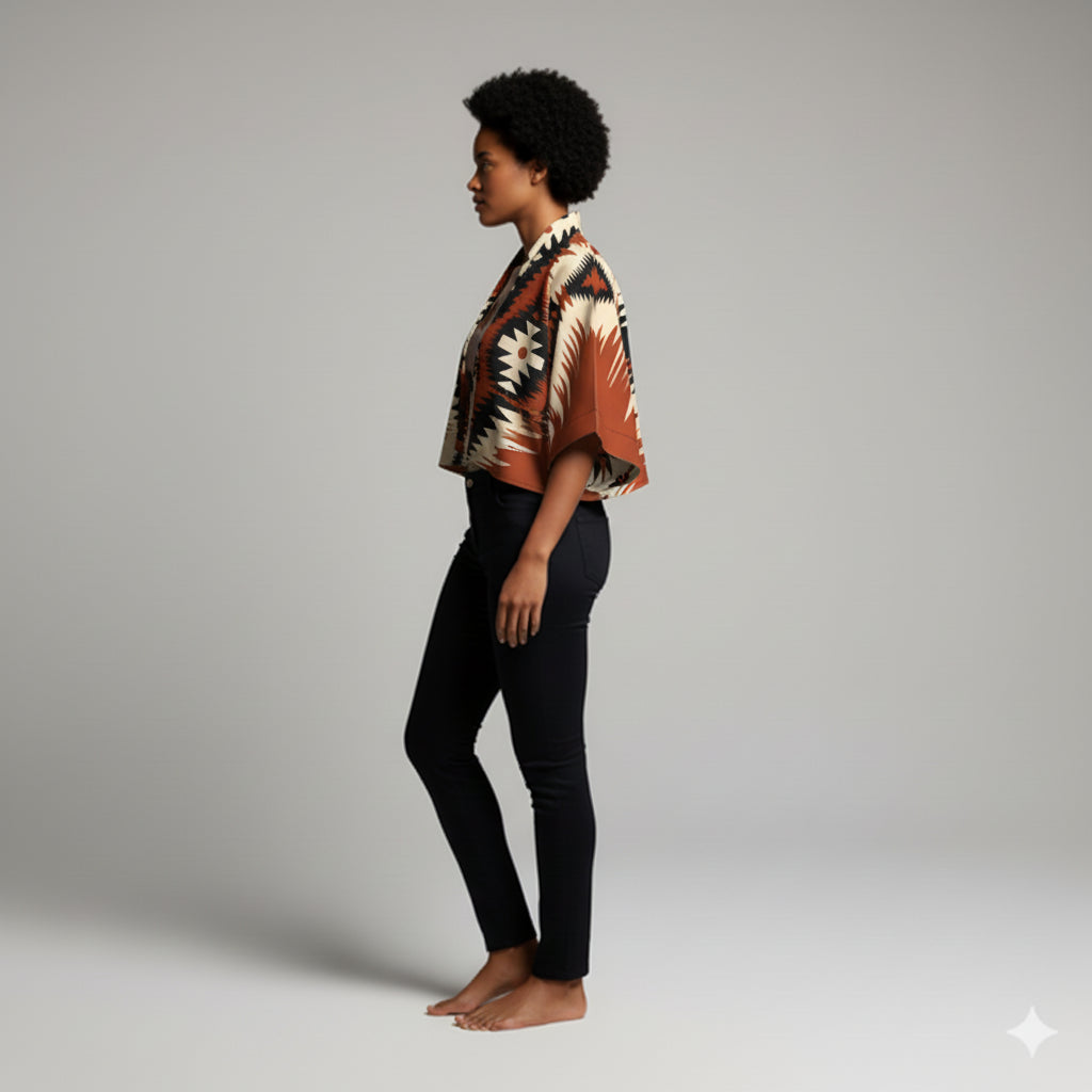 Kai Cropped Kimono Sleeve Blouse