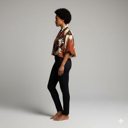 Kai Cropped Kimono Sleeve Blouse