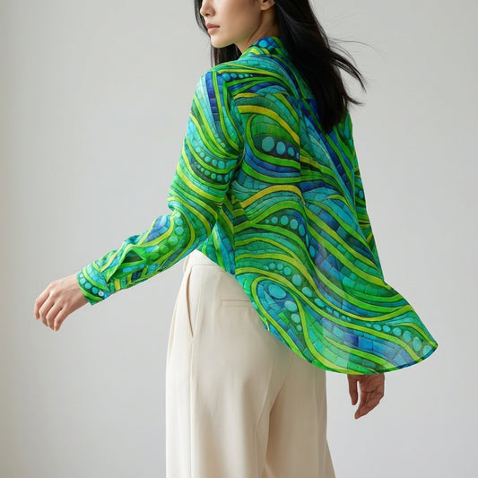 Women's Button Front Shirt Mosaic