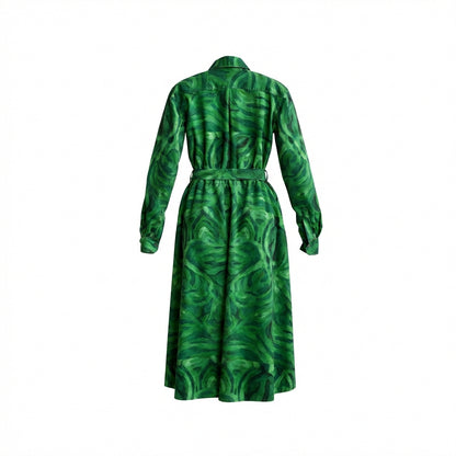 Button Front Shirt Dress Dark Green Noodles