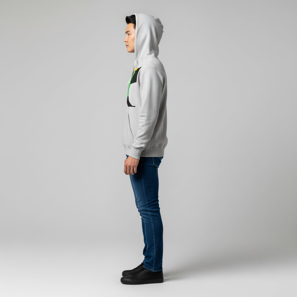 Graphic Panel Basic Hoodie in Medium Weight Cotton