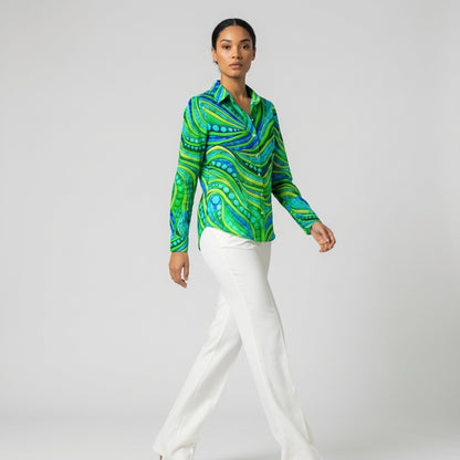 Women's Button Front Shirt Mosaic