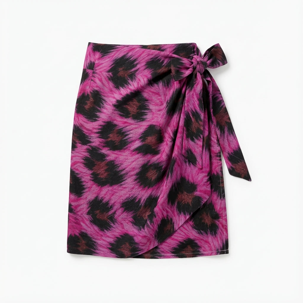 pink Leopard style Mini Sarong in Lightweight Cotton Poplin