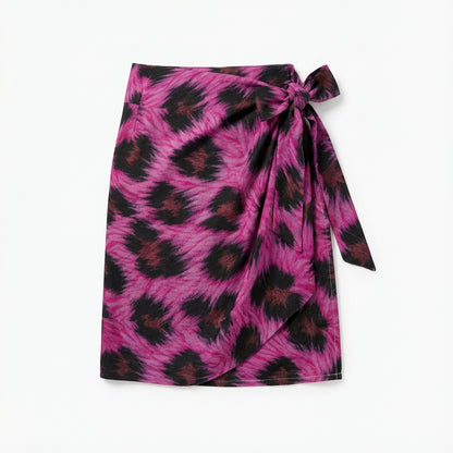 pink Leopard style Mini Sarong in Lightweight Cotton Poplin