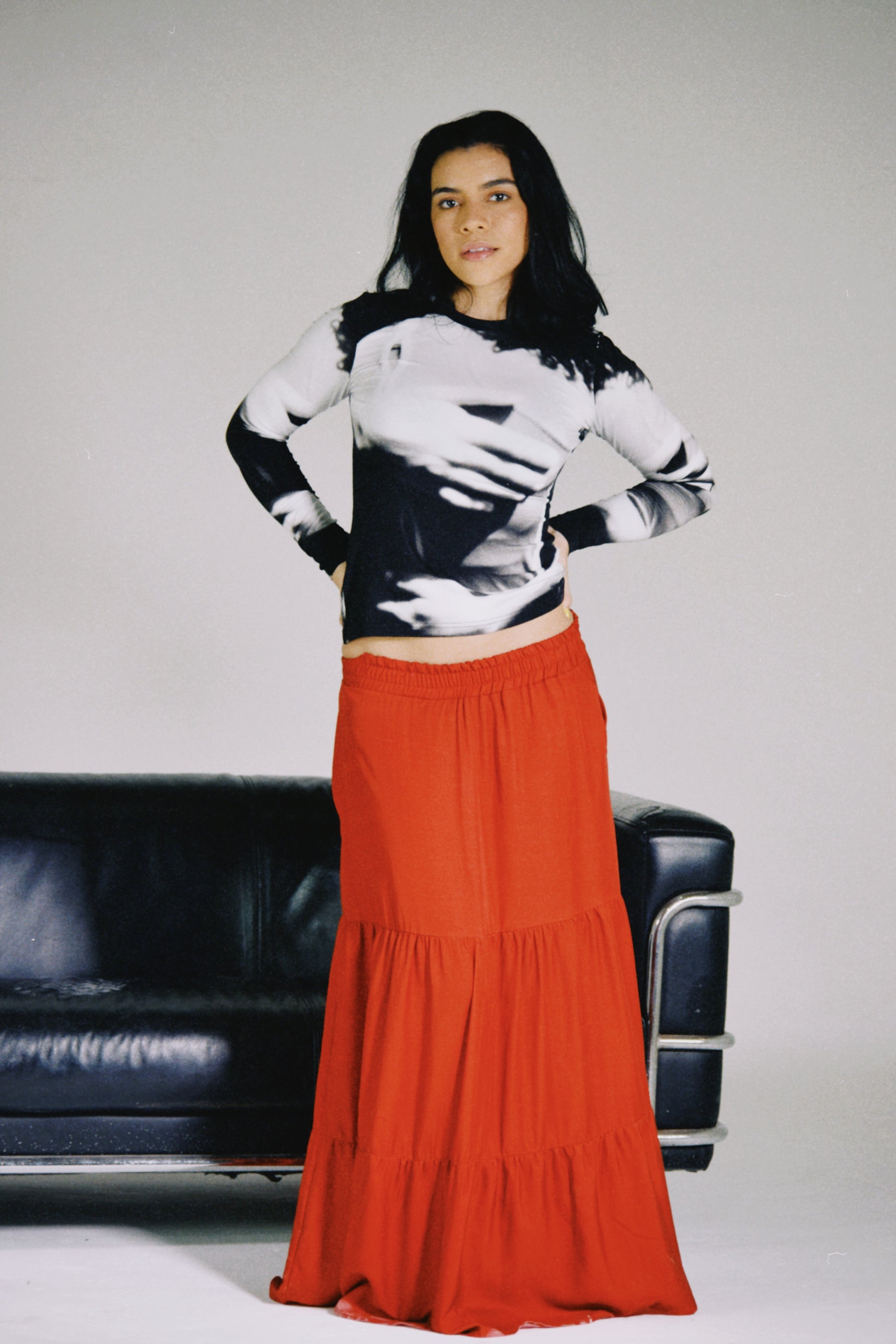 abrazos red prairie skirt