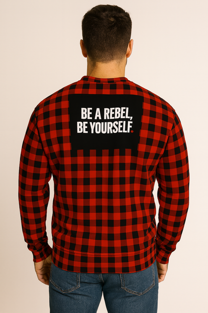 Crew Neck Sweatshirt with Inset V – Buffalo Check
