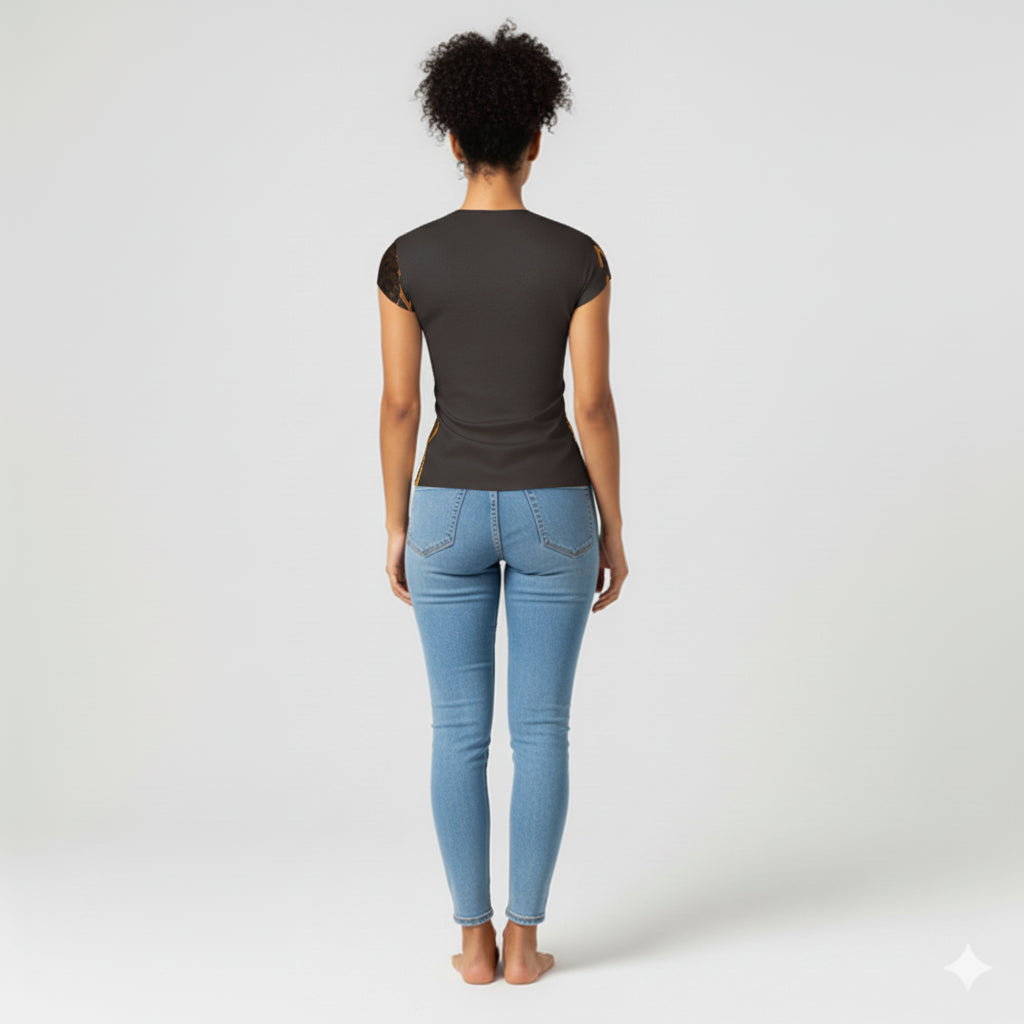 Signature Short Sleeve T-Shirt in Ochre Cotton-Spandex Jersey