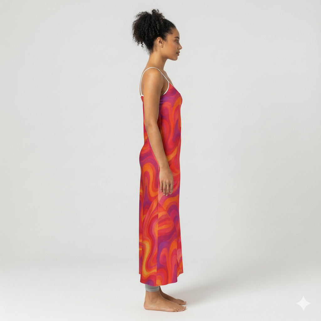 Bias Slip Dress Pink Sunset