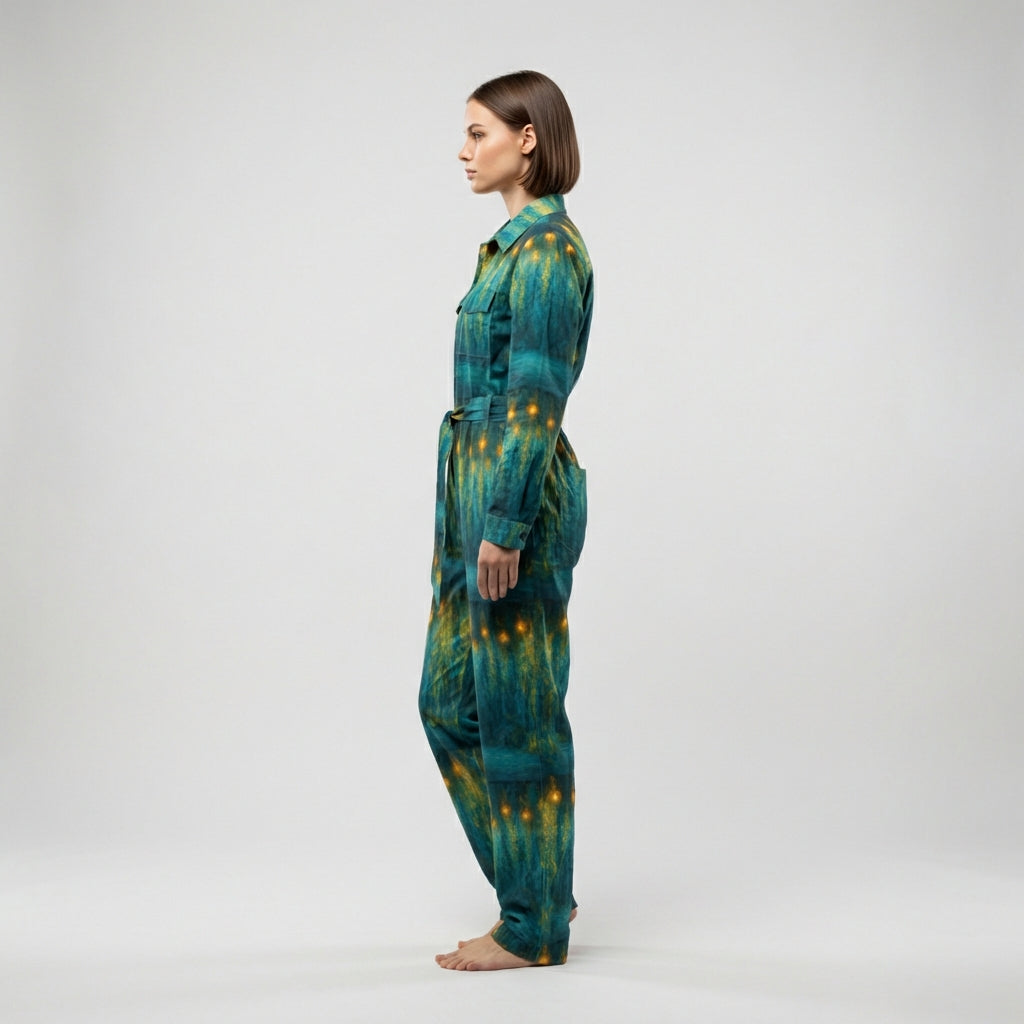 Relax Fit Woven Jumpsuit Starlight - Cotton Poplin Zipper Front