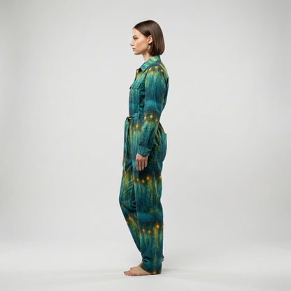 Relax Fit Woven Jumpsuit Starlight - Cotton Poplin Zipper Front