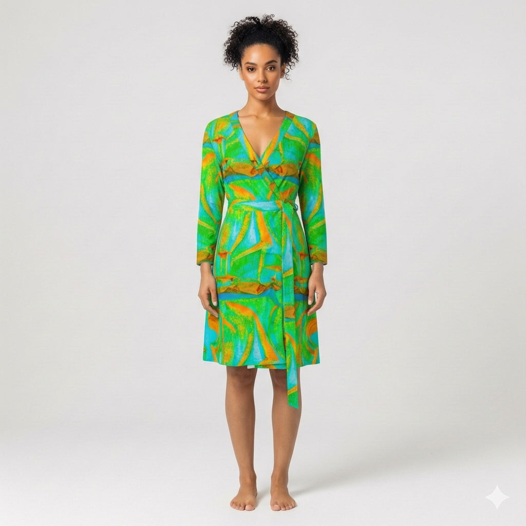 Wrap Dress Palm Tree Island – Traditional Jersey Wrap Dress