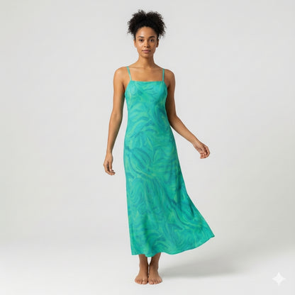 Bias Slip Dress Teal Noodles 