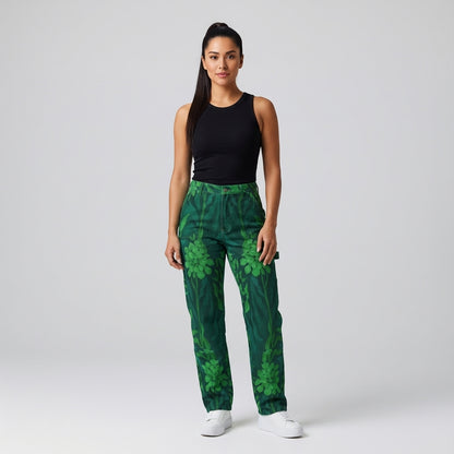 Carpenter Pants Green Flowers 