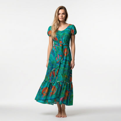 Ruffle Hem Dress Floral Swamp