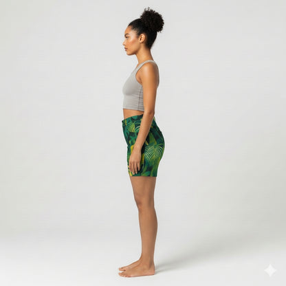 Regular Jean Shorts Green Leaves