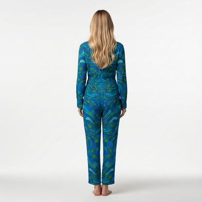 Lightweight Button Front Jumpsuit Mosaic 10