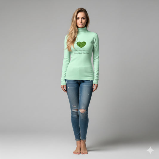 Women's Irish Turtleneck – 'Who Needs Luck' Edition