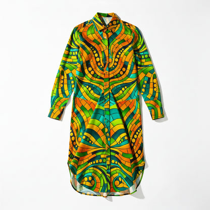 Long Sleeve Shirt Dress Mosaic 11