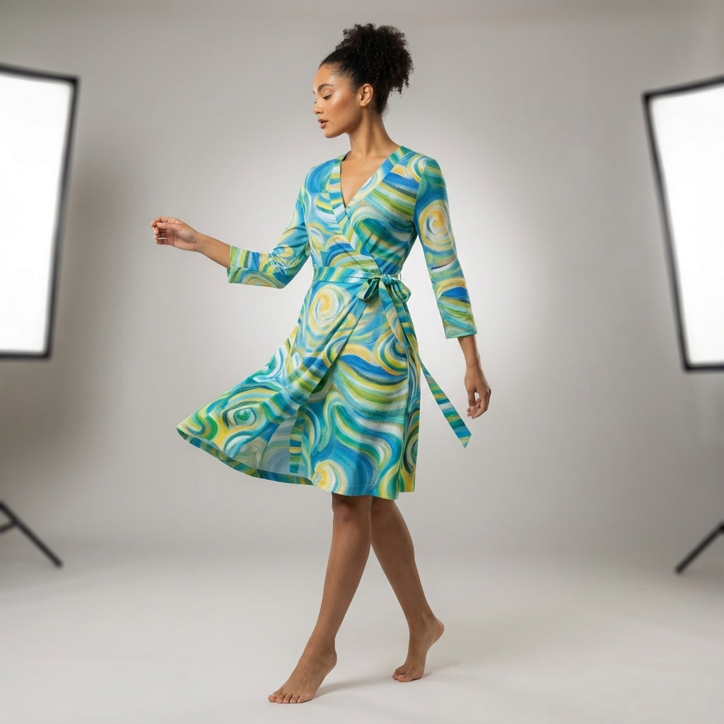 Wrap Dress Sea Swirls