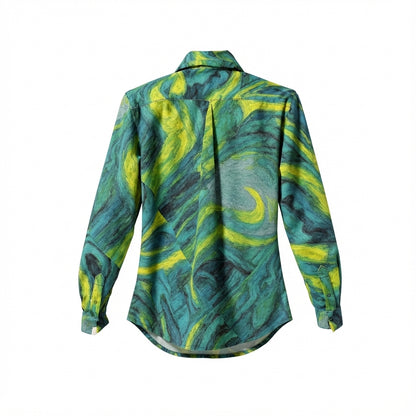 Women's Button Front Shirt Blue Jungle