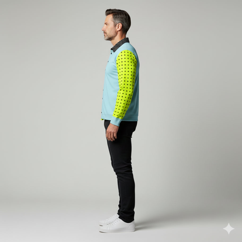 Men's Baby Blue/Black Diamond  Golf Jacket