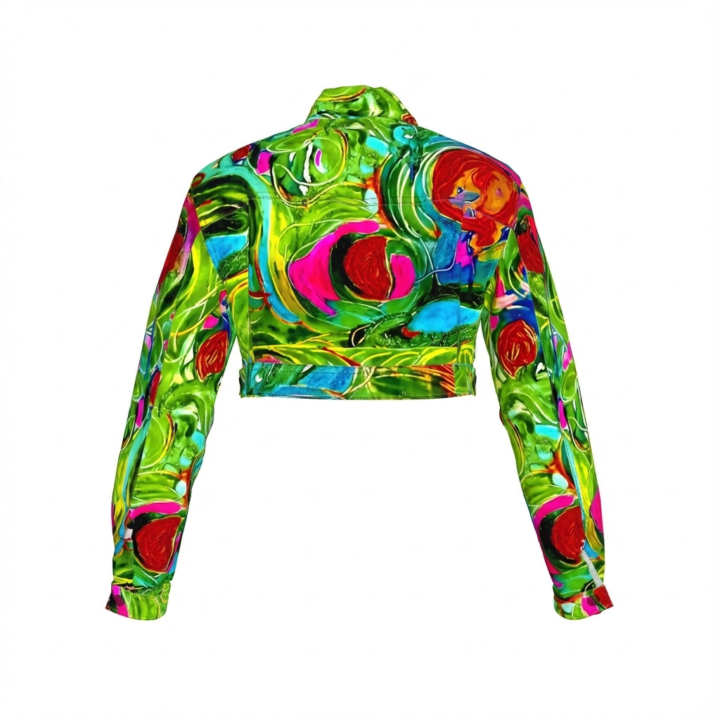 Cropped Jean Cotton Jacket Water Lilies 2