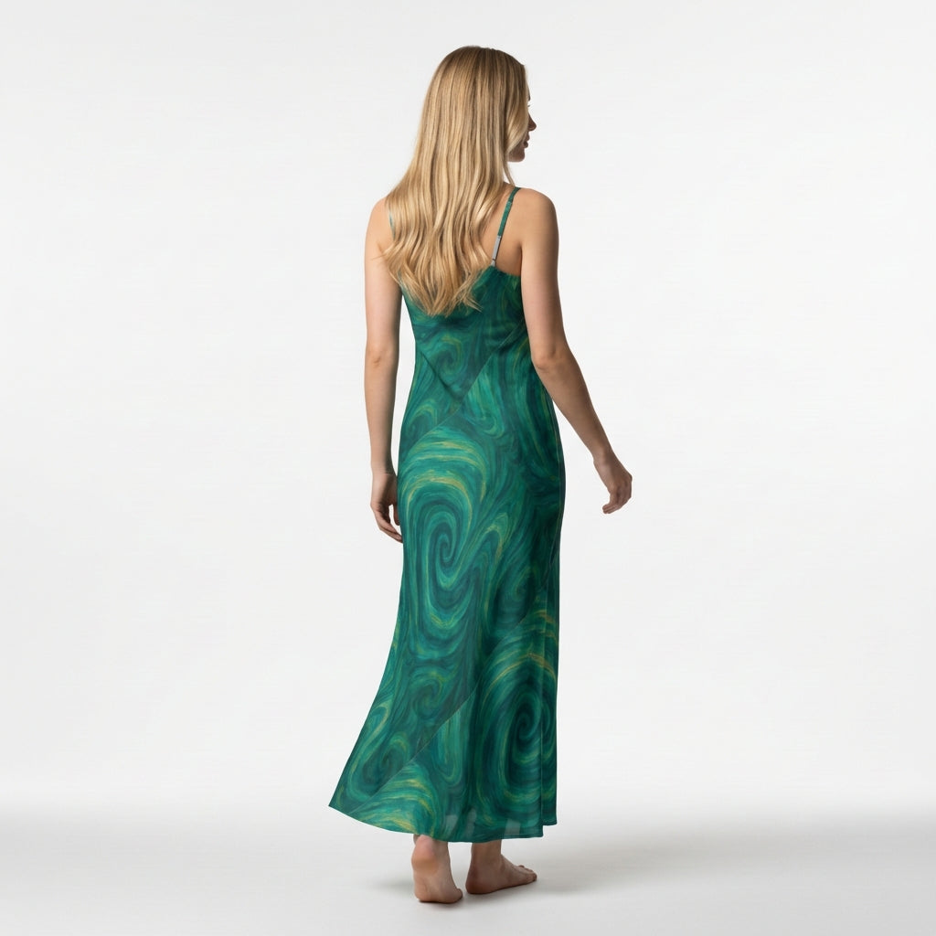 Bias Slip Dress Green Tornado
