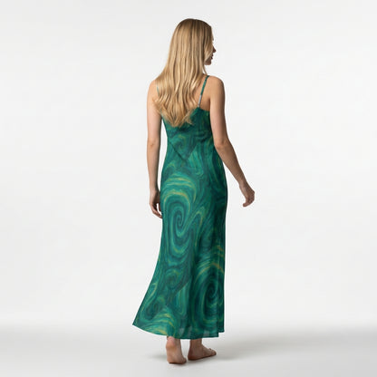 Bias Slip Dress Green Tornado