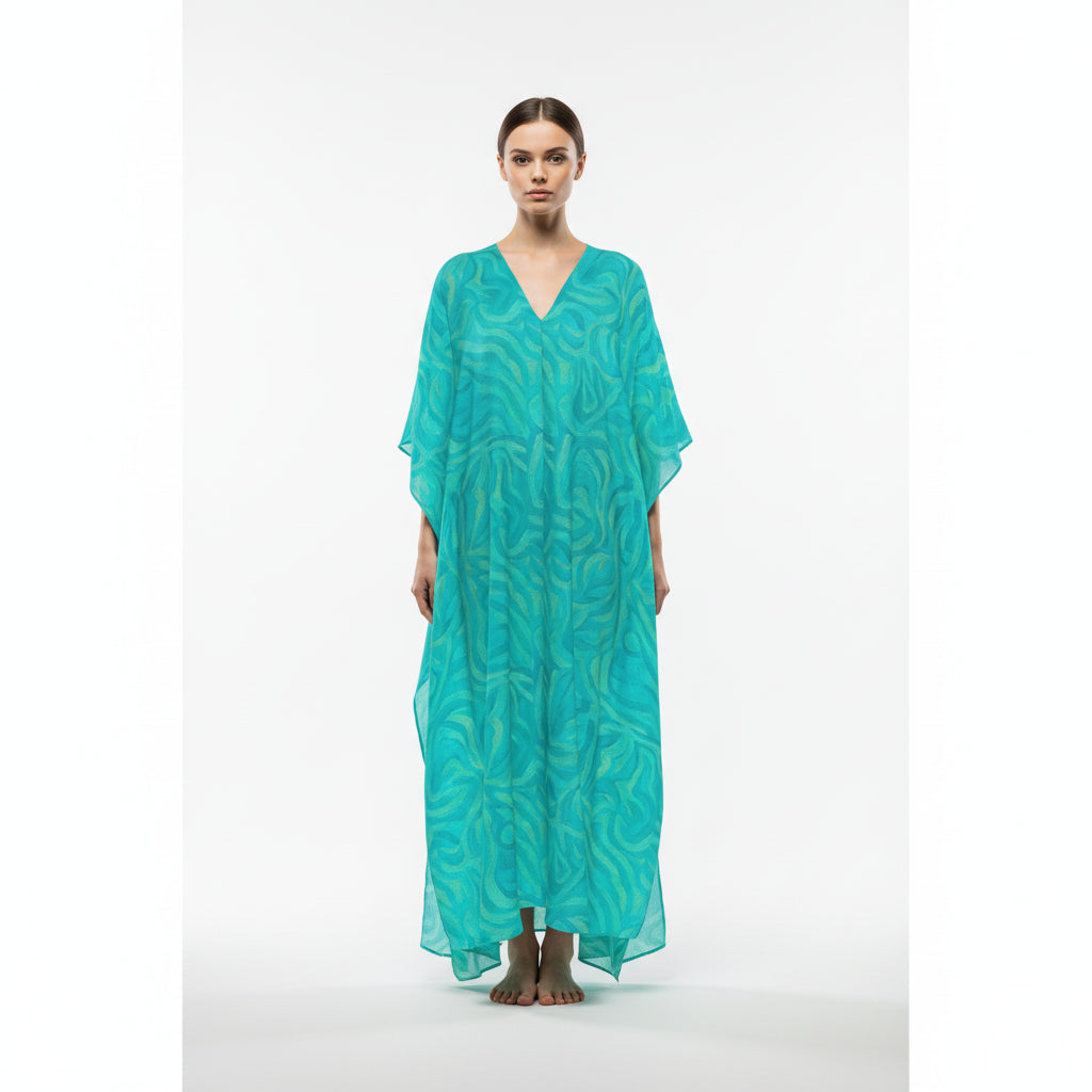 Caftan Organic Cotton Turquoise Noodles