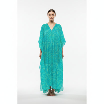 Caftan Organic Cotton Turquoise Noodles