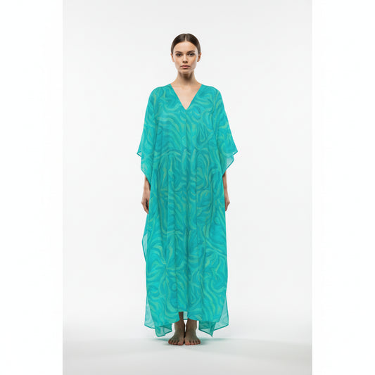 Caftan Organic Cotton Turquoise Noodles