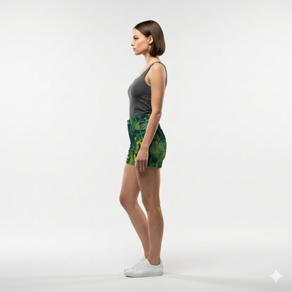 Regular Jean Shorts Green Leaves