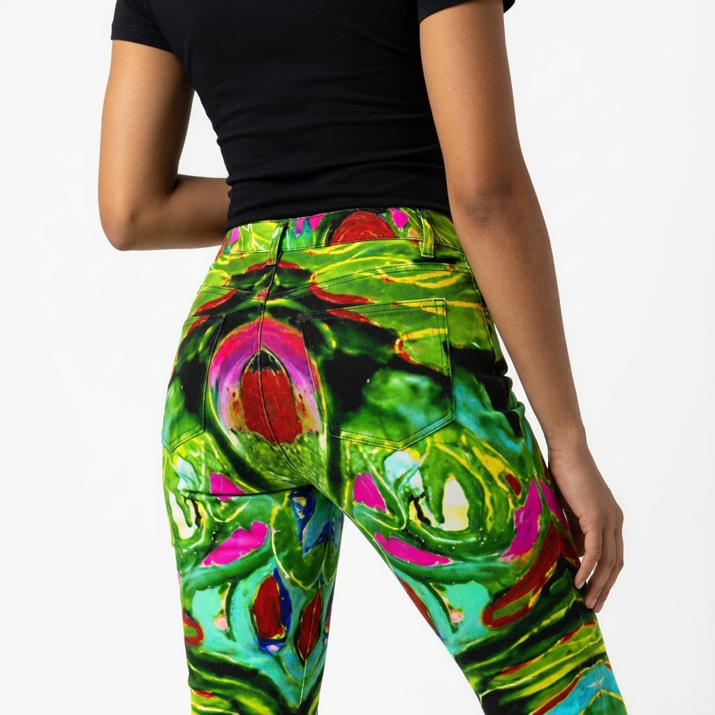 Skinny Jeans Pink Water Lilies