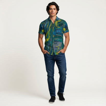 Men's Dress Shirt Blue Jungle 