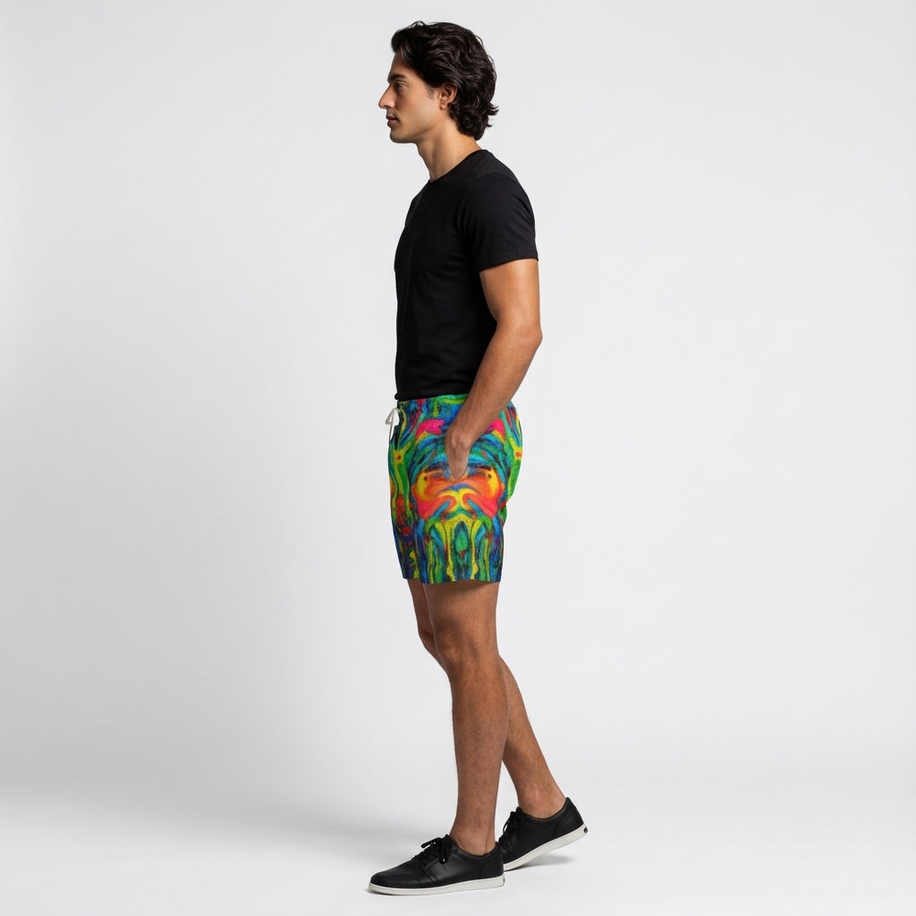 Board Shorts (7" Inseam) in Lightweight Cotton Poplin Green Jungle 