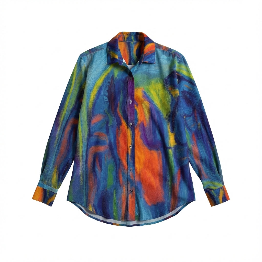 Button Front Shirt in Lightweight Organic Cotton Voile Blue Star