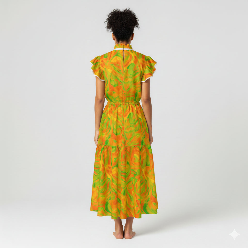 Ruffle Sleeve Dress Fruity Noodles