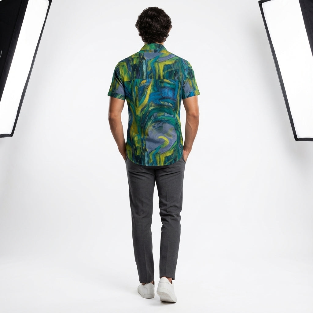 Men's Dress Shirt Blue Jungle 