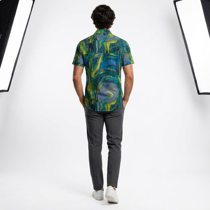 Men's Dress Shirt Blue Jungle 