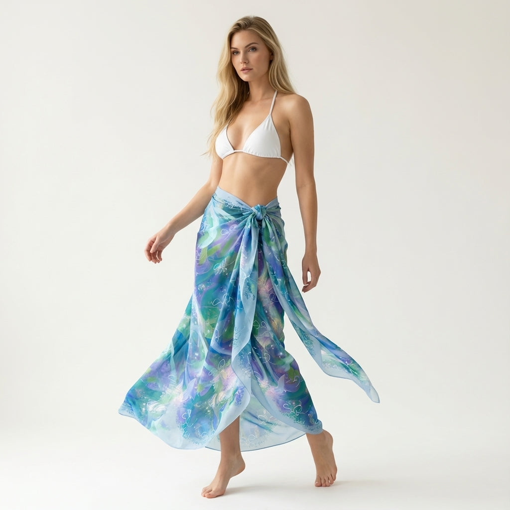 Azure Breeze_Sarong Maxi in Lightweight Viscose Satin