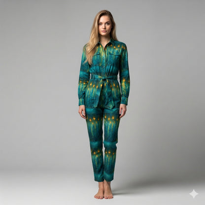 Lightweight Jumpsuit Starlight - Cotton Poplin Button Front
