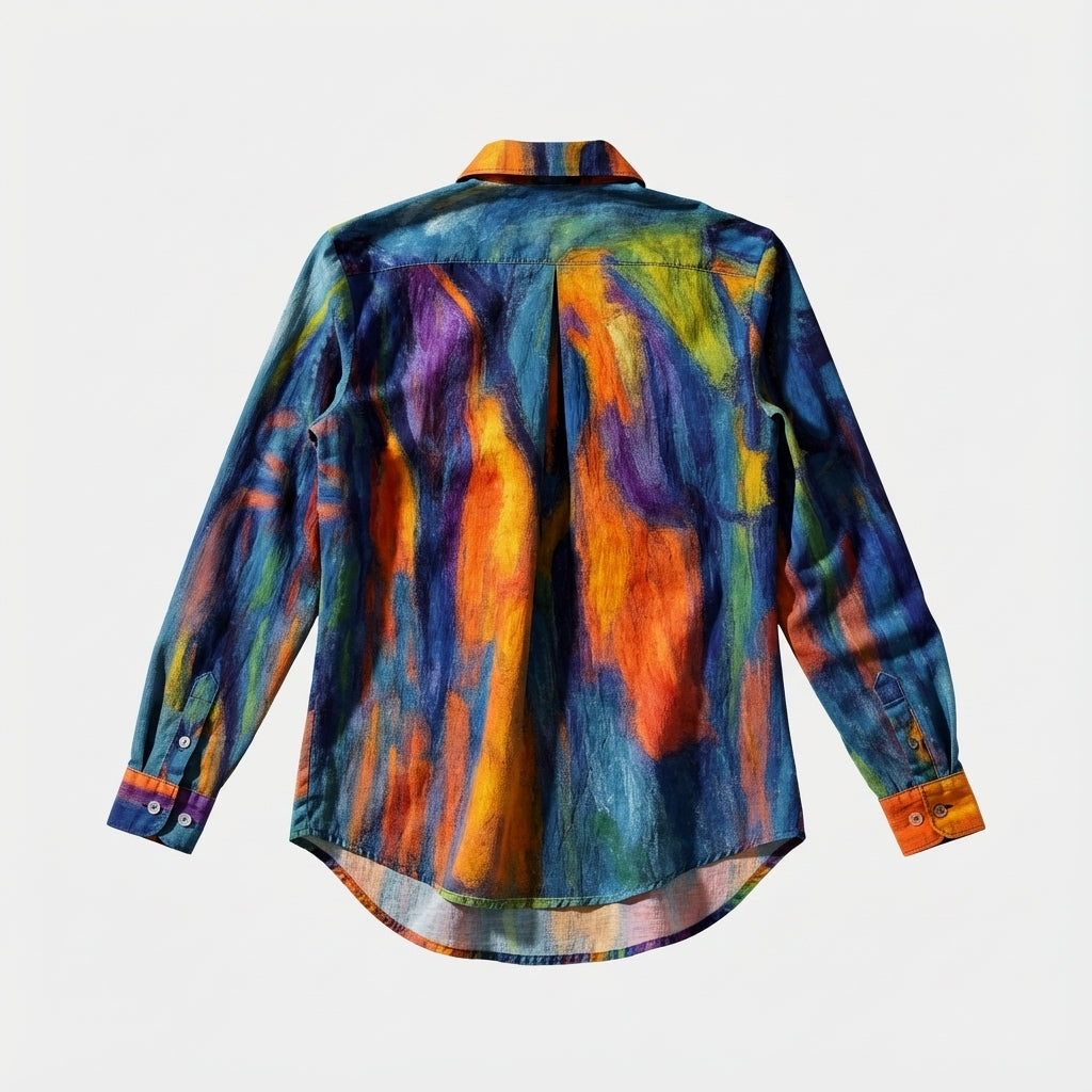 Button Front Shirt in Lightweight Organic Cotton Voile Blue Star