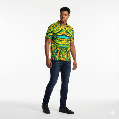 Polo Shirt with V Neck Mosaic 11