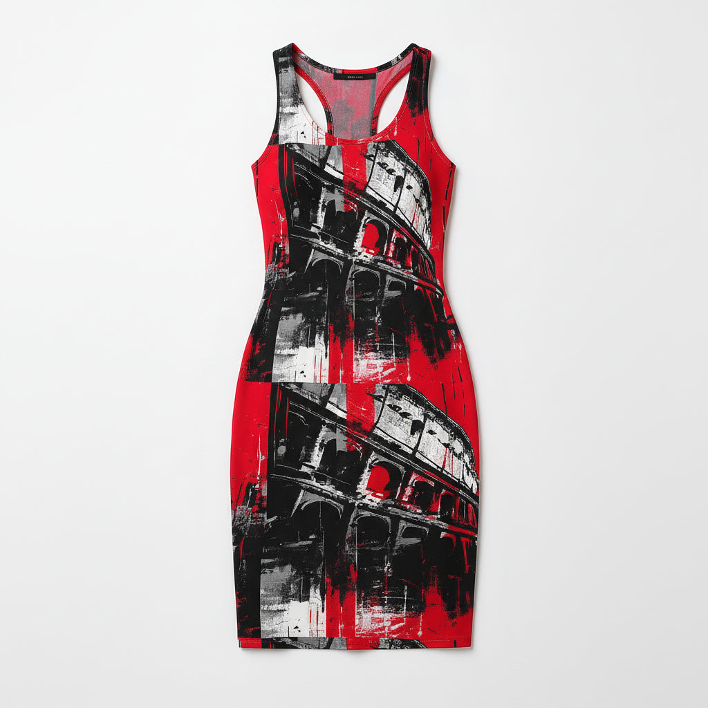 Abstract Colosseum Design Tank Dress