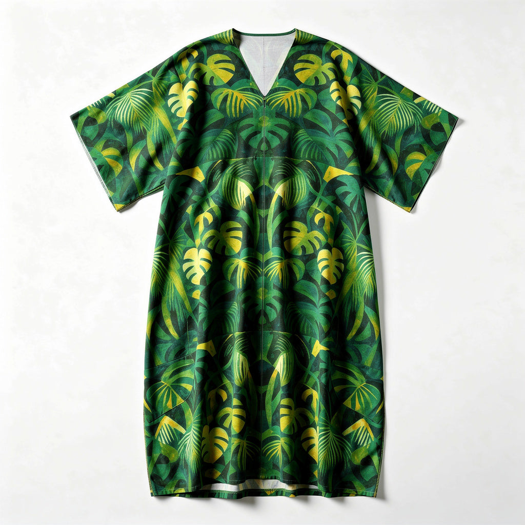 Caftan Green Leaves – Lightweight Organic Cotton Voile