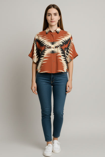Kai Cropped Kimono Sleeve Blouse