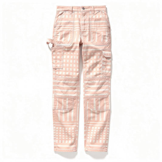 Everywhere Peach Check Carpenter Pants 