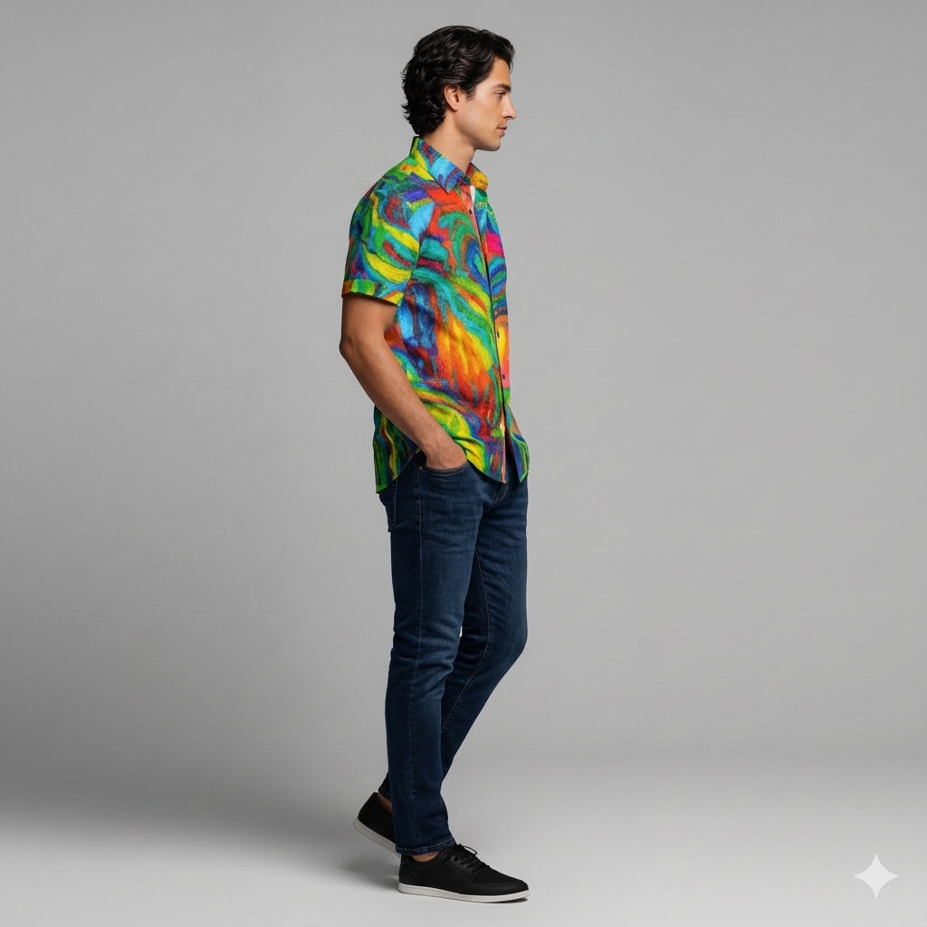 Short Sleeve Dress Shirt Green Jungle