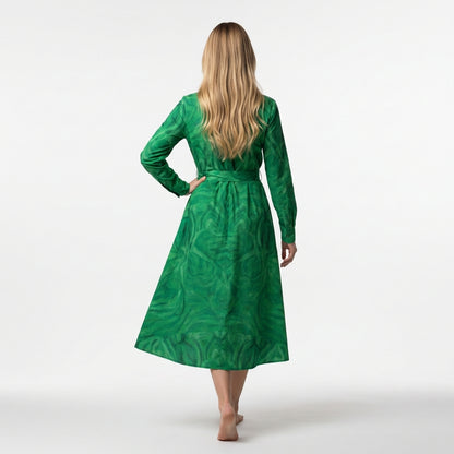 Button Front Shirt Dress Dark Green Noodles